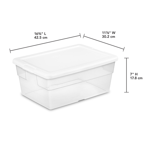 CAJA PLASTICA 15 LITROS TRANSPARENTE TAPA BLANCA