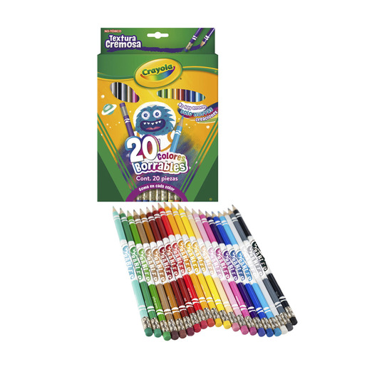 LAPICES DE COLORES CRAYOLA BORRABLES ESTUCHE C/20