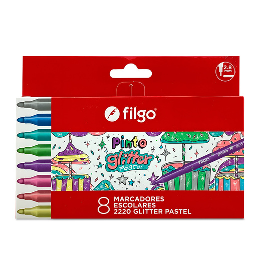 MARCADOR FILGO PINTO 2220 GLITTER PASTEL 8U