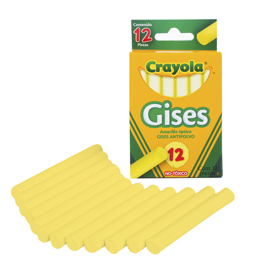 YESOS CRAYOLA AMARILLO ANTIPOLVO 12U