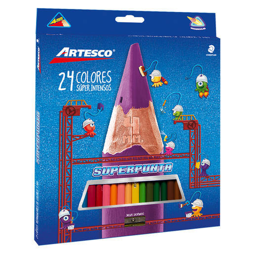 LAPICES DE COLOR ARTESCO SUPERPUNTA TRIANGULARES 4MM 24U + SACAPUNTAS