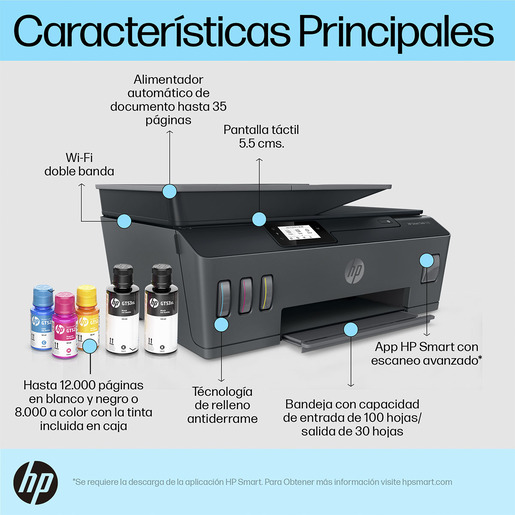 IMPRESORA MULTIFUNCIONAL HP 530 TANQUE DE TINTA (IMPRIME, COPIA Y ESCANEA)